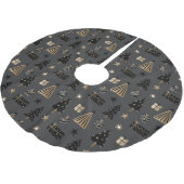 Moderne Scandinavische kerstpatronen zwart goud Kerstboom Rok (Gekanteld)