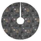 Moderne Scandinavische kerstpatronen zwart goud Kerstboom Rok (Voorkant)