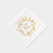Moderne Scandinavische Monogram Initiaal Vogelkran Folie Servetten (Rechts)