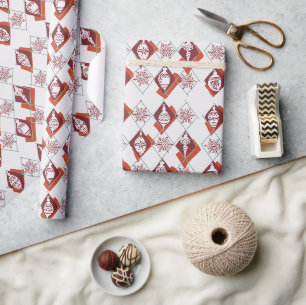 Moderne Scandinavische Rode Kerst Botanische Cadeaupapier