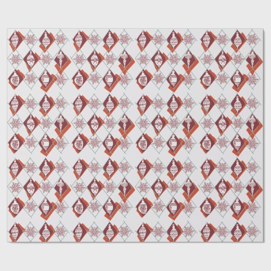 Moderne Scandinavische Rode Kerst Botanische Cadeaupapier (Vlak)