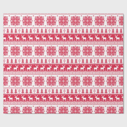 Moderne Scandinavische rood-wit patroon vakantie Cadeaupapier (Vlak)