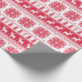 Moderne Scandinavische rood-wit patroon vakantie Cadeaupapier (Hoek)