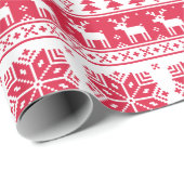 Moderne Scandinavische rood-wit patroon vakantie Cadeaupapier (Rol Hoek)