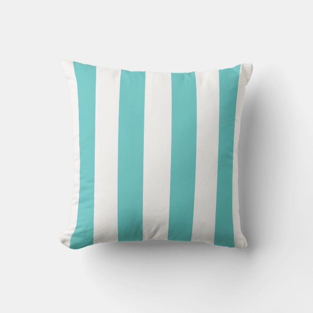 Moderne Scandinavische stijl aqua turquoise stripe Kussen (Voorkant)