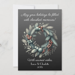 Moderne Scandinavische Stijl Krans, Tegen Grijze A Feestdagenkaart