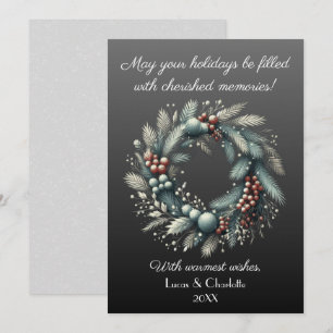 Moderne Scandinavische Stijl Krans, Tegen Grijze A Feestdagenkaart
