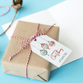 Moderne Scandinavische stijl Ornamenten Vrolijk ke Cadeaulabel