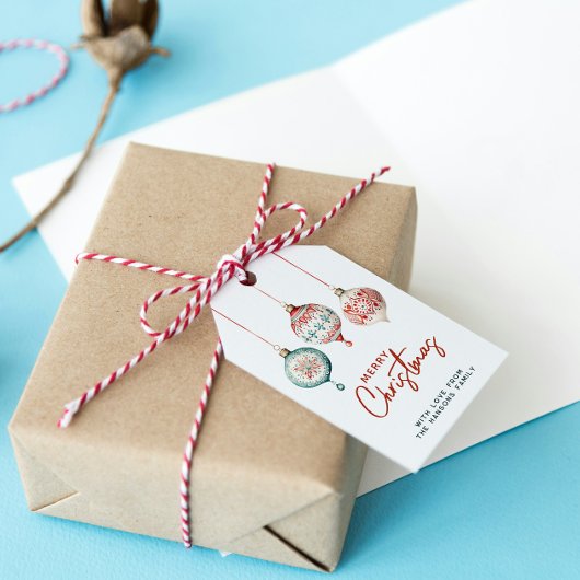 Moderne Scandinavische stijl Ornamenten Vrolijk ke Cadeaulabel