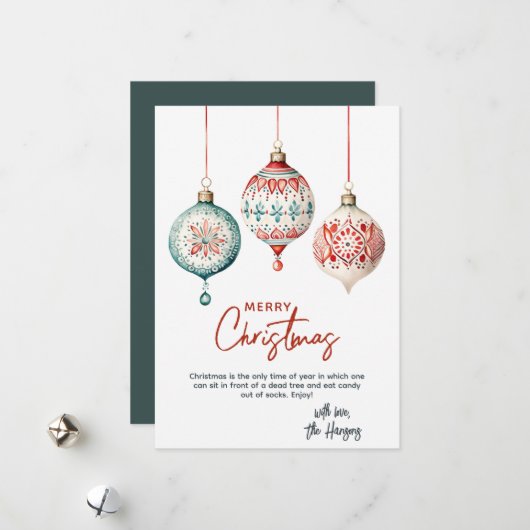 Moderne Scandinavische stijl Ornamenten Vrolijk ke Feestdagenkaart (Voorkant / Achterkant in situ)