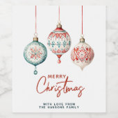 Moderne Scandinavische stijl Ornamenten Vrolijk ke Wijn Etiket (Enkel label)