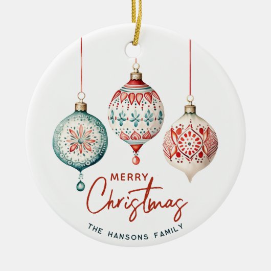 Moderne Scandinavische stijl Vrolijk kerstfeest Keramisch Ornament (Voorkant)