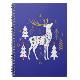 Moderne Scandinavische volks kunst Kerst rendieren Notitieboek