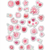 Moderne Scandinavische Waterverf bloemen Sticker (Voorkant)