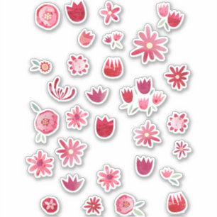 Moderne Scandinavische Waterverf bloemen Sticker