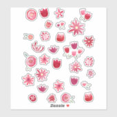 Moderne Scandinavische Waterverf bloemen Sticker (Vel)