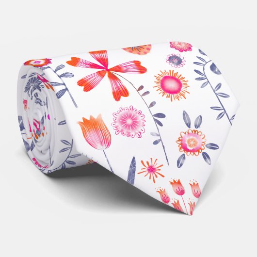 Moderne Scandinavische wilde bloem Stropdas (Opgerold)