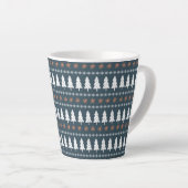 Moderne Scandinavische winterkerstboomstructuur Latte Mok (Rechterhoek)