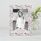 Moderne Scandinavische winterpatroon vakantiefoto Kaart (Staand voorkant)