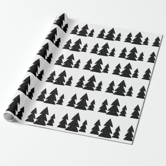 Moderne Scandinavische zwarte kerstboomstructuur Cadeaupapier (Uitgerold)