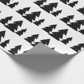 Moderne Scandinavische zwarte kerstboomstructuur Cadeaupapier (Hoek)