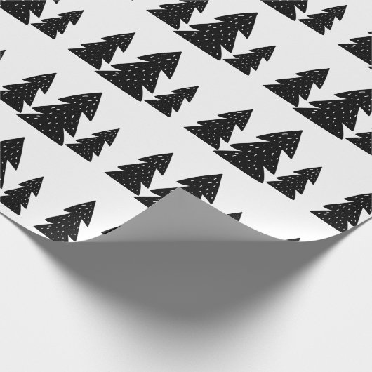 Moderne Scandinavische zwarte kerstboomstructuur Cadeaupapier (Hoek)