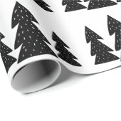 Moderne Scandinavische zwarte kerstboomstructuur Cadeaupapier (Rol Hoek)