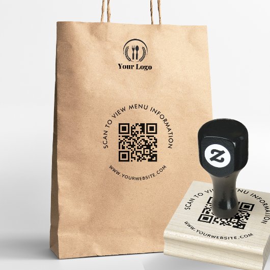 Moderne Scannable QR-code Eenvoudig Business Menu Rubberstempel