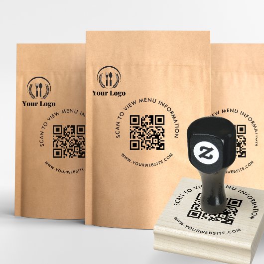 Moderne Scannable QR-code Eenvoudig Business Menu Rubberstempel