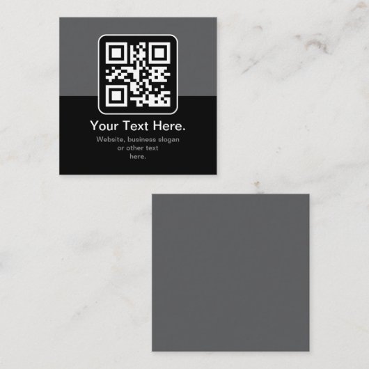 Moderne Scannbare QR-code | Zwart Grijs & Wit Informatiekaartje (Voorkant / Achterkant)