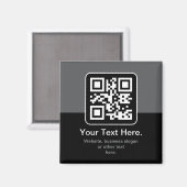 Moderne Scannbare QR-code | Zwart Grijs & Wit Magneet (Voorkant / Achterkant)