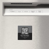 Moderne Scannbare QR-code | Zwart Grijs & Wit Magneet (Insitu (Vaatwasser))