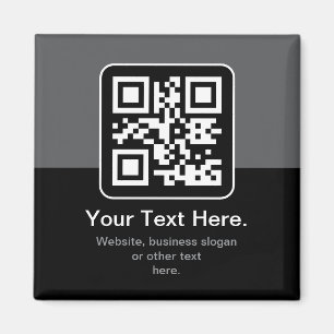 Moderne Scannbare QR-code   Zwart Grijs & Wit Magneet
