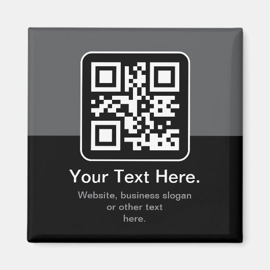 Moderne Scannbare QR-code | Zwart Grijs & Wit Magneet (Voorkant)