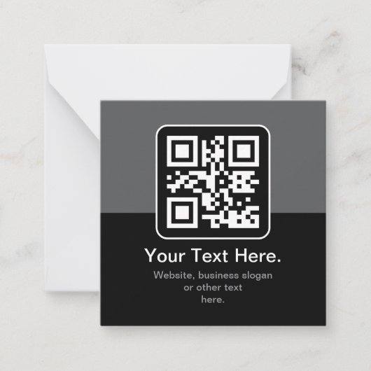 Moderne Scannbare QR-code | Zwart Grijs & Wit Notitiekaartje (Voorkant)