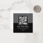 Moderne Scannbare QR-code | Zwart Grijs & Wit Notitiekaartje (Voorkant / Achterkant in situ)