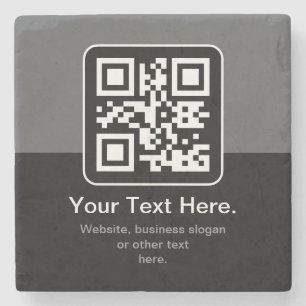 Moderne Scannbare QR-code   Zwart Grijs & Wit Stenen Onderzetter