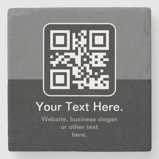 Moderne Scannbare QR-code | Zwart Grijs & Wit Stenen Onderzetter (Voorkant)
