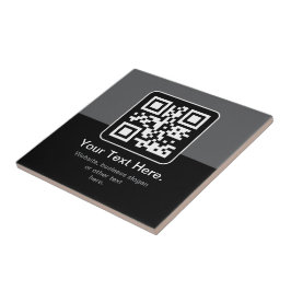 Moderne Scannbare QR-code | Zwart Grijs & Wit Tegeltje