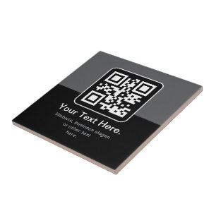 Moderne Scannbare QR-code   Zwart Grijs & Wit Tegeltje