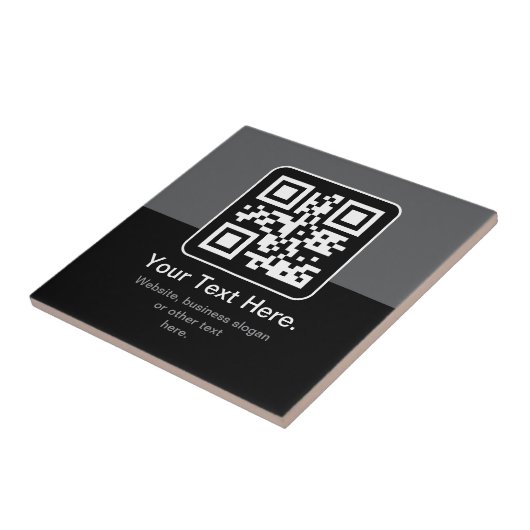 Moderne Scannbare QR-code | Zwart Grijs & Wit Tegeltje (Zijkant)