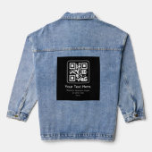 Moderne Scannbare QR-code | Zwart Wit & Grijs Denim Jacket (Achterkant)