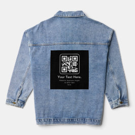 Moderne Scannbare QR-code | Zwart Wit & Grijs Denim Jacket