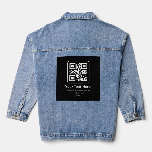 Moderne Scannbare QR-code | Zwart Wit & Grijs Denim Jacket (Achterkant)