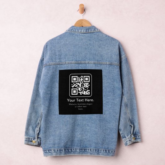 Moderne Scannbare QR-code | Zwart Wit & Grijs Denim Jacket (Hangar)