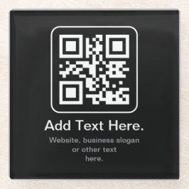 Moderne Scannbare QR-code | Zwart Wit & Grijs Glazen Onderzetter