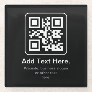 Moderne Scannbare QR-code   Zwart Wit & Grijs Glazen Onderzetter