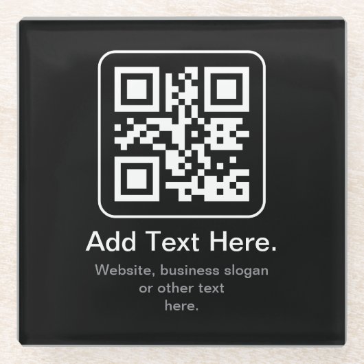 Moderne Scannbare QR-code | Zwart Wit & Grijs Glazen Onderzetter (Voorkant)