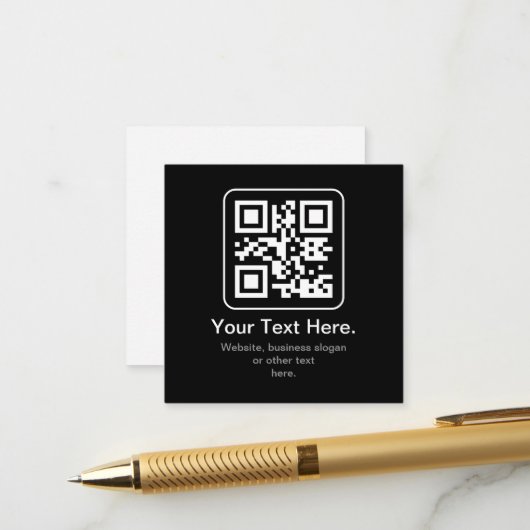 Moderne Scannbare QR-code | Zwart Wit & Grijs Informatiekaartje (Voorkant / Achterkant in situ)