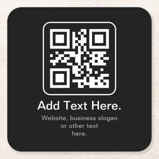 Moderne Scannbare QR-code | Zwart Wit & Grijs Kartonnen Onderzetters (Voorkant)